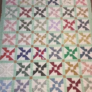 Handmade Patchwork Pinwheel Quilt Top NOT A QUILT YET *